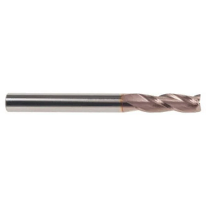 KYOCERA SGS 1/16, 3/16 LOC, 1/8 Shank Diam, 1-1/2 OAL, 3 Flute, Solid Carbide Square End Mill Single End, TiCN Finish...